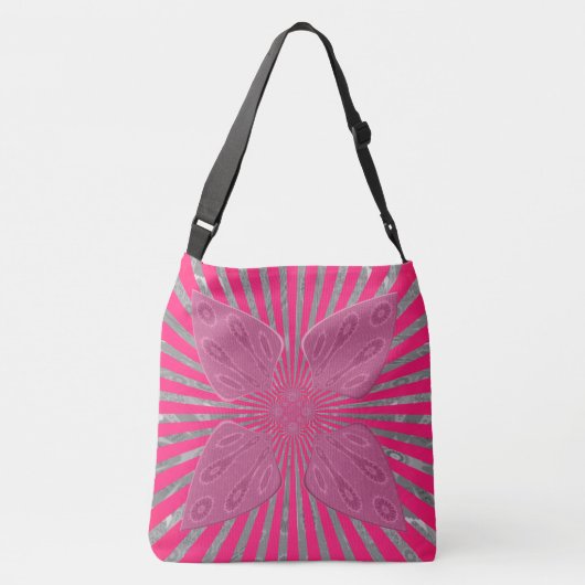  roze schoppen ontwerpkunst crossbody tas (Achterkant)