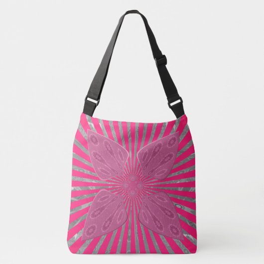  roze schoppen ontwerpkunst crossbody tas (Voorkant)