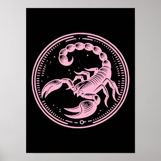 Roze Schorpioen Astrologie Zodiac Teken Schorpioen Poster (Voorkant)