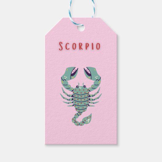 Roze Schorpioen, sterrenbeeld, sterrenbeeld Cadeaulabel (Voorkant)