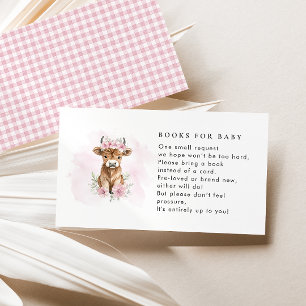 Roze Schotse Hoogland Koe Boeken Voor Babyfeestje Informatiekaartje
