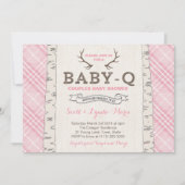 Roze Schotse Plaid Couples Baby Shower voor Meisje Kaart (Voorkant)