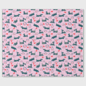 Roze Schotse terger Scottie Puppy Dog Pet Cadeaupapier (Vlak)