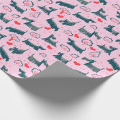 Roze Schotse terger Scottie Puppy Dog Pet Cadeaupapier (Hoek)