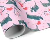 Roze Schotse terger Scottie Puppy Dog Pet Cadeaupapier (Rol Hoek)