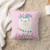 Roze schrift lama monogram kinderkamer kussen (Deken)
