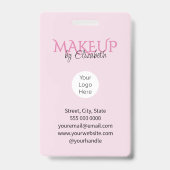 Roze Schrift Logo Foto Make-up Badge (Achterkant)