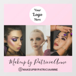 Roze Schrift Logo Foto Make-up Ramensticker Raamsticker