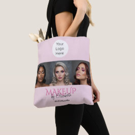 Roze Schrift Logo Foto Make-up Studio Tote Bag