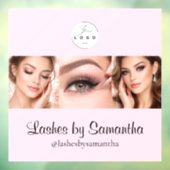 Roze Schrift Logo Foto Make-upstudio Ruit Raamsticker (Vel 3)