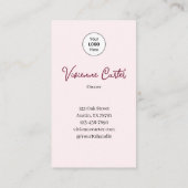 Roze Schrift Logo QR Code Foto Make-up Visitekaartje (Achterkant)