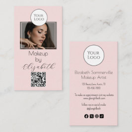 Roze Schrift Logo QR Code Foto Make-up Visitekaartje