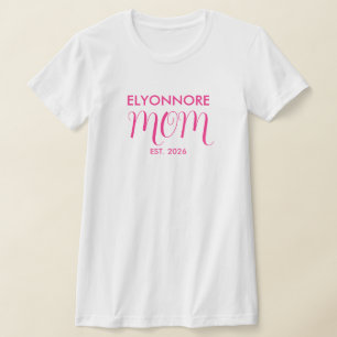Roze Schrift Oprichtingsmoeder Wit Aangepaste Naam T-shirt
