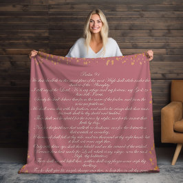 Roze Schrift, Psalm 91 Christelijk Bijbelvers Sherpa Deken