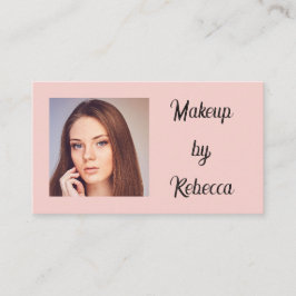 Roze Schrift QR Code Foto Make-up Bedrijfskaart Visitekaartje