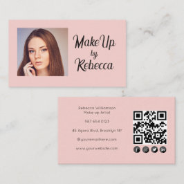 Roze Schrift Sociale Icon QR Code Foto Make-up Visitekaartje
