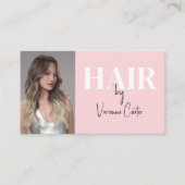Roze Schrift Sociale Icon QR Code Kapper Visitekaartje (Voorkant)