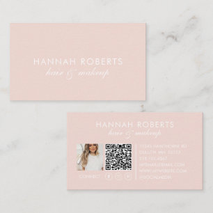 Roze Schrift Sociale QR Code Foto Haar Make-up Visitekaartje