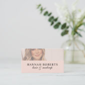Roze Schrift Sociale QR Code Foto Haar Make-up Visitekaartje (Staand voorkant)