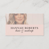 Roze Schrift Sociale QR Code Foto Haar Make-up Visitekaartje (Voorkant)