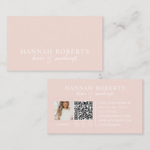 Roze Schrift Sociale QR Code Foto Haar Make-up Visitekaartje