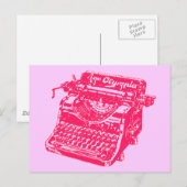  roze schrijfmachine briefkaart (Voorkant / Achterkant)
