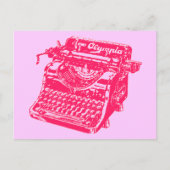  roze schrijfmachine briefkaart (Voorkant)