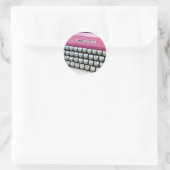 Roze schrijfmachine ronde sticker (Tas)
