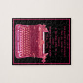 Roze schrijfmachine speciaal aangepast Jigzaag Puz Legpuzzel (Horizontaal)