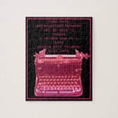 Roze schrijfmachine speciaal aangepast Jigzaag Puz Legpuzzel (Verticaal)