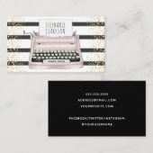 Roze schrijfmachine stripes Gold Glitter Writer Ed Visitekaartje (Voorkant / Achterkant)