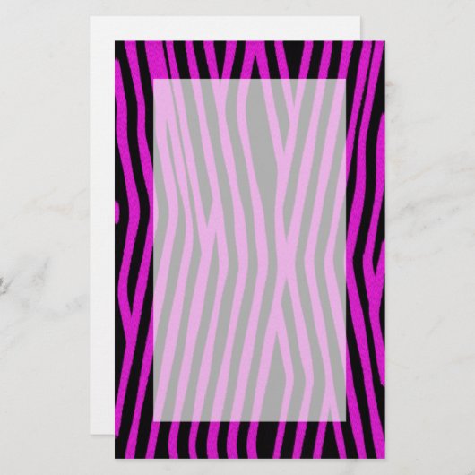 Roze schrijfpapier met Zebra Briefpapier (Voorkant / Achterkant)