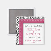 Roze schuine streep Damask sparen de Magnet van de (Voorkant / Achterkant)