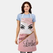 Roze schuine strepen per Schort - (Gedragen)