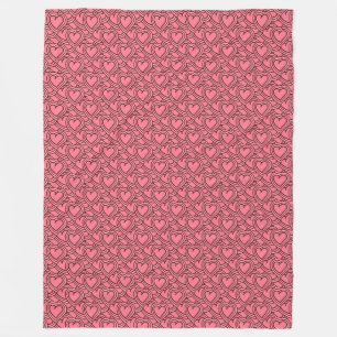 Roze Schulp Omrande Hartjes Herhaling Fleece Deken