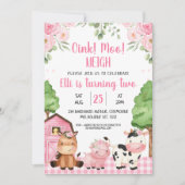 Roze Schuur Bloemen Boerderij Oink Baa Neigh Verja Kaart (Voorkant)