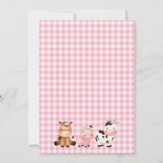 Roze Schuur Bloemen Boerderij Oink Baa Neigh Verja Kaart (Achterkant)