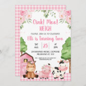 Roze Schuur Bloemen Boerderij Oink Baa Neigh Verja Kaart (Voorkant / Achterkant)