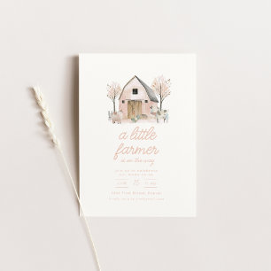 Roze Schuur Boerderij Baby shower uitnodigen Kaart