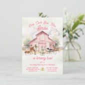 Roze Schuur Boerderij Dieren Verjaardagsfeest Kaart (Staand voorkant)