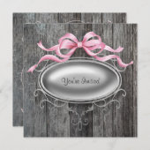 Roze schuur houten feest uitnodiging (Voorkant / Achterkant)