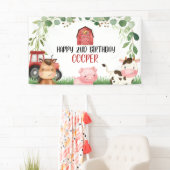 Roze Schuur Tractor Boerderij Verjaardagsfeestbann Spandoek (Insitu)