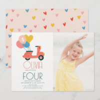 Roze Scooter Ballonnen Meisje Verjaardag Foto