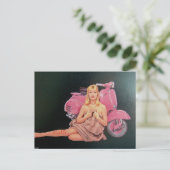 roze scooter en pin-up briefkaart (Staand voorkant)