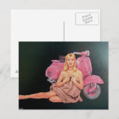 roze scooter en pin-up briefkaart (Voorkant / Achterkant)