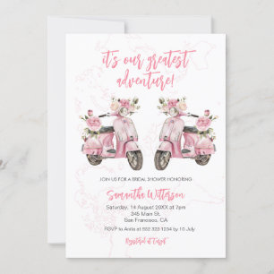 Roze Scooter Grootste Avontuur Vrijgezellenfeest Kaart