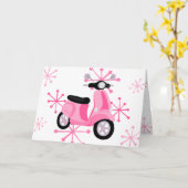 Roze scooter kaart (Gele Bloem)
