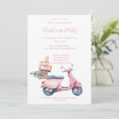 Roze scooter Kerst Winkelspree Kaart (Staand voorkant)