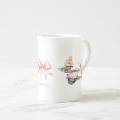 Roze scooter kerst winkeluitje  porselein kop (Voorkant rechts)