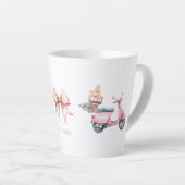 Roze scooter kerst winkeluitstapje latte mok (Rechterhoek)